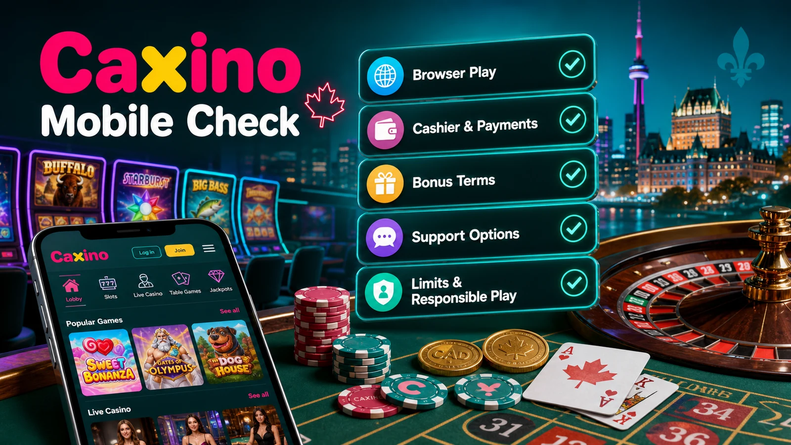 Caxino Casino Mobile Canada: Browser Play And App Checks content banner